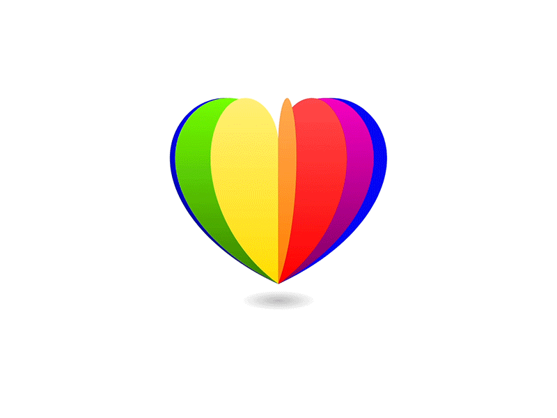 Spinning rainbow heart