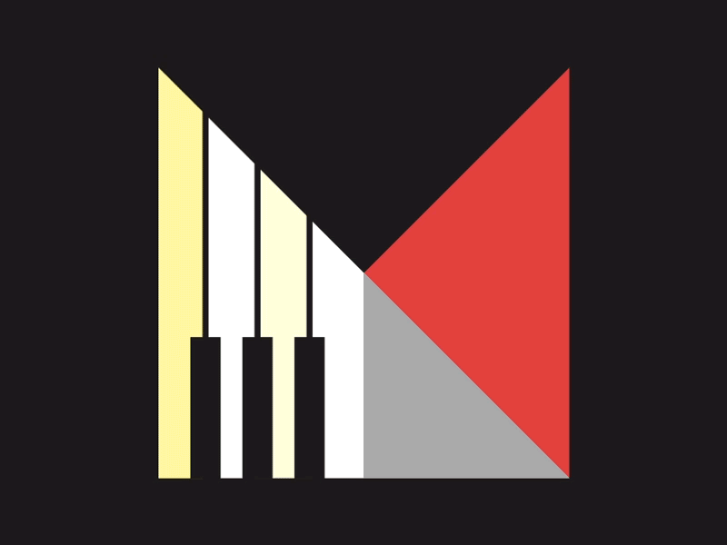 Music Piano animation design flat icon identity illustration logo minimal typography vector