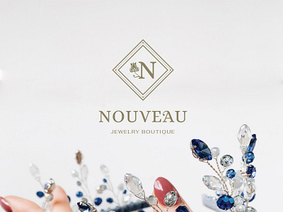 Nouveau Jewelry Logo accessories art deco art nouveau brand identity branding design elegant feminine logo jewellery jewelry logo logo design logotype luxury logo minimal woman