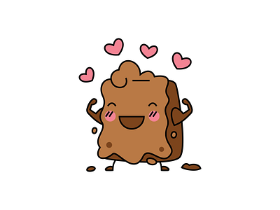 Strong Brownie Love brown brownie cake chocolate cute delicious design dessert flavorful food food art illustration illustrator love monoline punch strong treat vector yummy