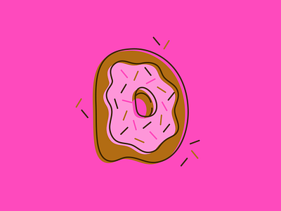 D is for Donut alphabet donut illustration letter monoline sprinkles vector