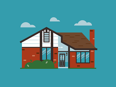 Our House blue brick house house illustration vector