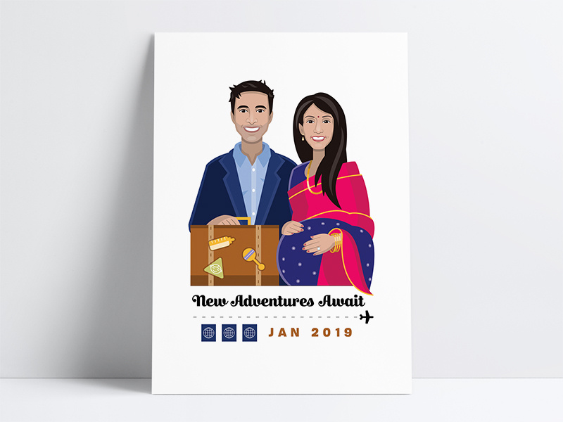 New Adventures Await dad mom baby adventures vector keepsakes memories baby announcement illustration illustrator