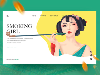 Smoking girl branding design illustration ps ui