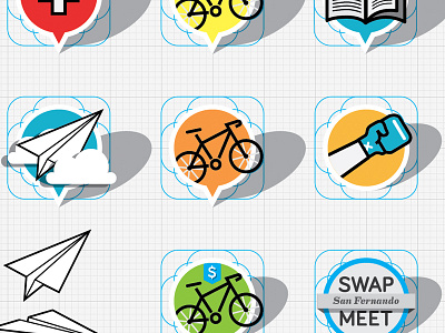 Icons for Pacoima Map Project biking cartography icons los angeles map pacoima planning urban
