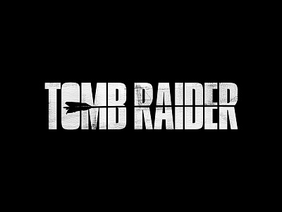 Tomb Raider black and white logo title treatment