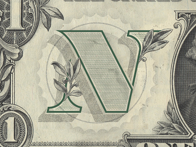 N Drop cap - Money illustration money typography