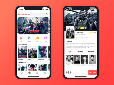 Home of a movie app ui，app