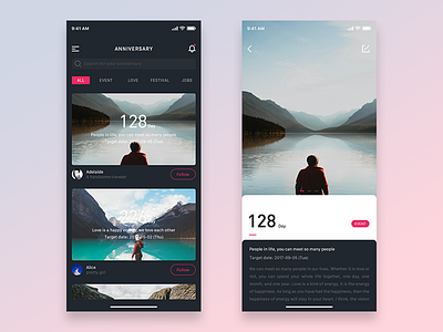 Anniversary app concept design