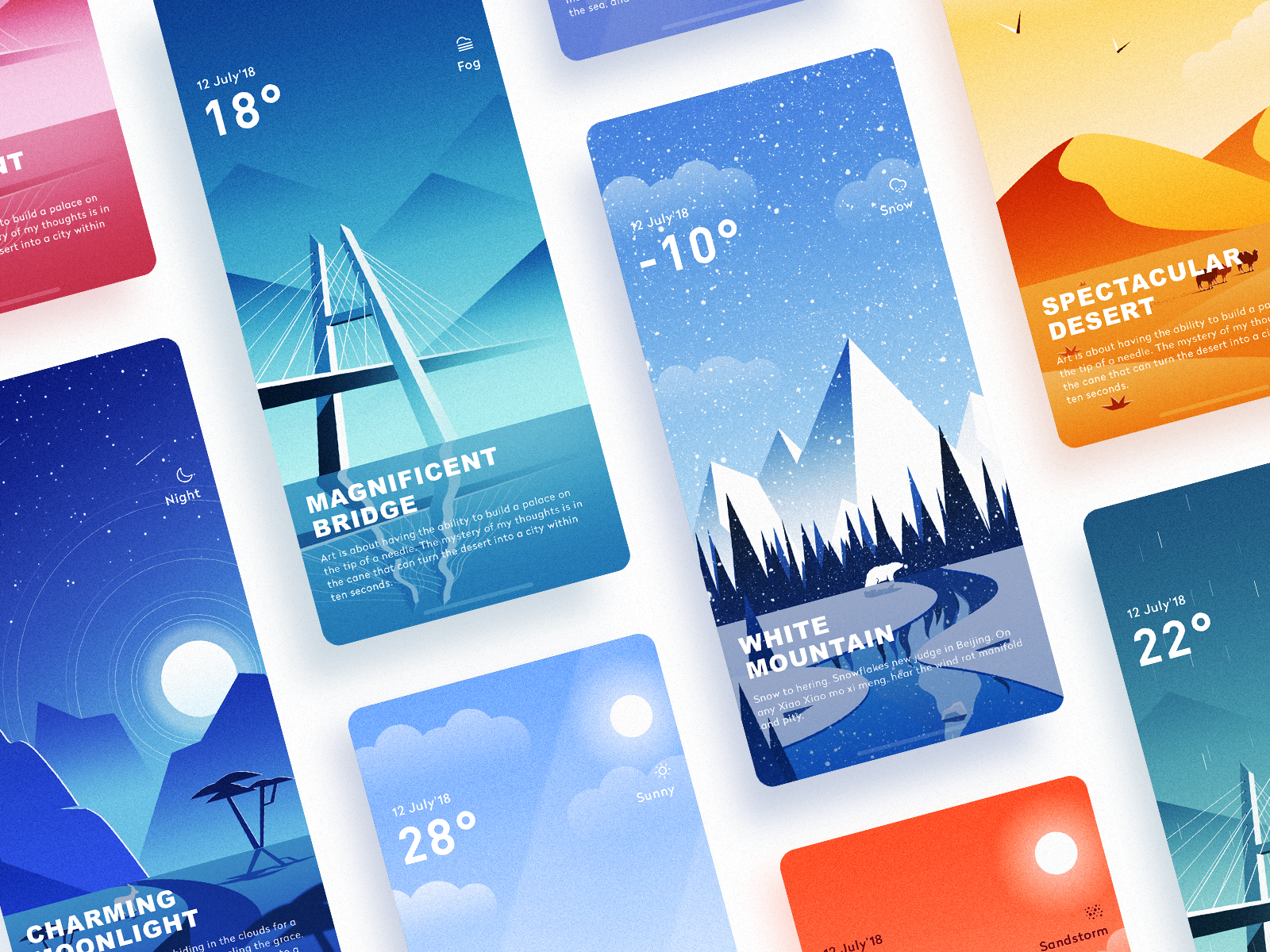 A set of weather illustration interfaces design illustration iconï¼ui