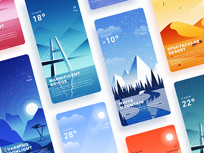 A set of weather illustration interfaces