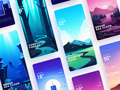 Weather illustration interface collection