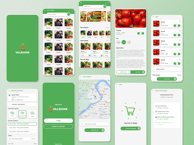 Villezone App adbookee app design design detail page dribbble ecommerce app graphic design grocery grocery app grocery delivery service grocery online delivery landing online order order sixty13 splash uiux vegitable villezone website design