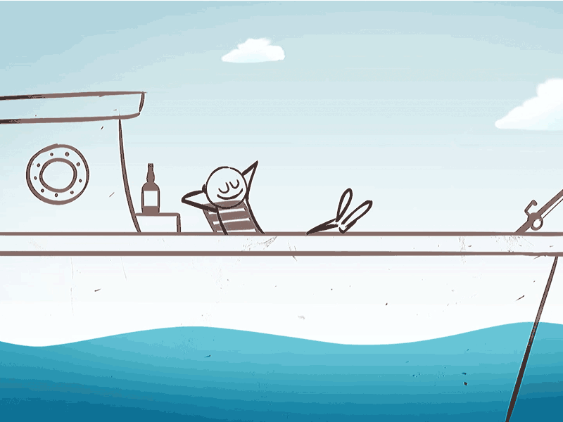 Fish boat 2d animation animation character design colorful fan art flash holidays jaws movie shark attack short shortfilm