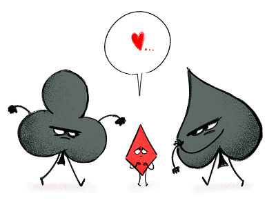 Diamond alone 2d character design clubs colorful diamond heart hearts love poker sketch spades