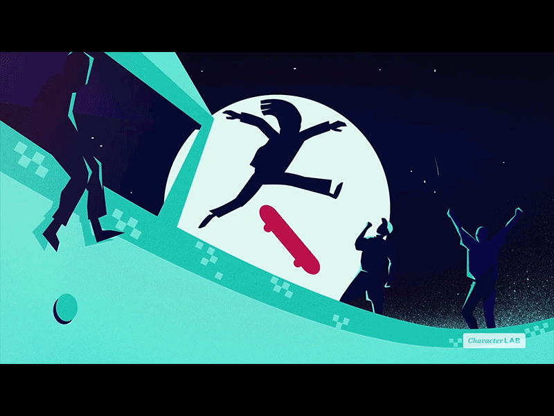 Skate Moon 2d animation fluid jump moon morph motion motiondesign motiongraphics skateboard transition ​skate