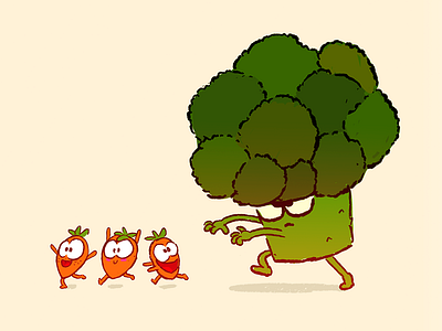 Uncle Broccoli 2d animation broccoli carrots character design cute design food foodie foody uncle vegetables