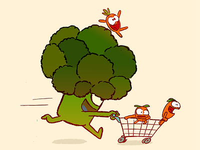 Uncle Broccoli 2d animation broccoli carrots character design cute design food foody run uncle vegetables