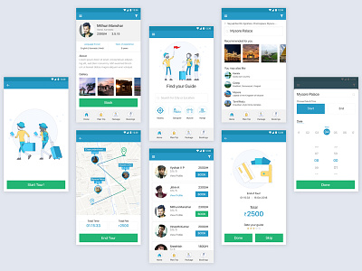 Guide Booking App app blue clean design flat icon illustrator ios lettering minimal mobile type ui ux vector