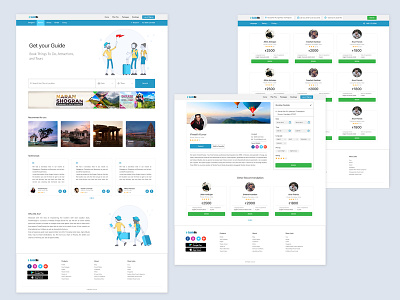 Guide Booking webpage blue clean design flat illustration illustrator minimal typography ui ux