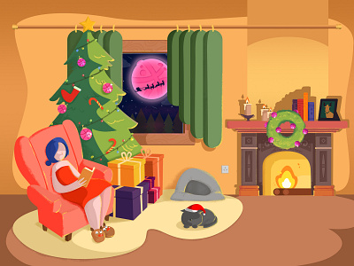 Hello Dribble & Merry Christmas ui 品牌 插图 设计
