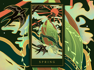 Four season cards-spring app banner chinese style design illustration spring 设计
