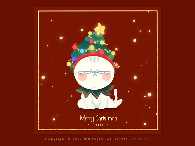 Merry Christmas app banner cat design illustration