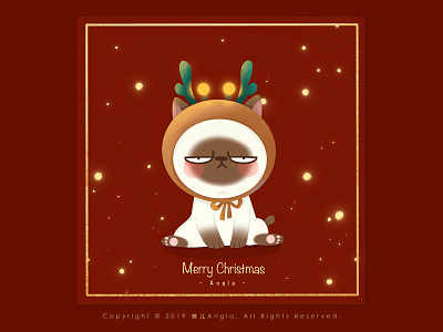 Merry Christmas banner cat illustration 设计