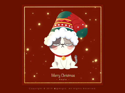 Merry Christmas banner cat design illustration 设计
