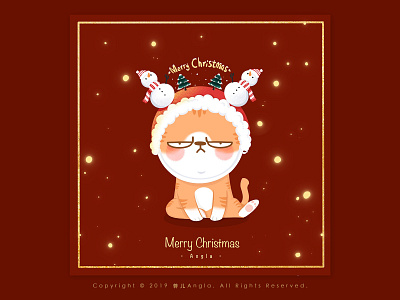 Merry Christmas cat christmas design illustration 设计