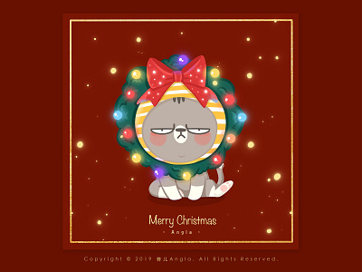 Merry Christmas banner cat christmas design illustration 设计