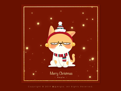 Merry Christmas banner cat christmas design illustration