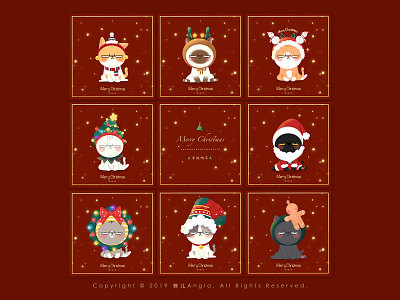 Merry Christmas banner cat christmas design illustration 设计