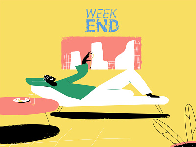 Weekend 2d animation character clean creative design design studio dreams femine friday funny graphic design illustration motion motiongraphics netflix relaxed relaxtime vacation vector weekend