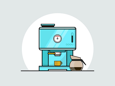 Coffee Machine black coffee caffeine coffee dribbble espresso flat illustration illustrator machine vector