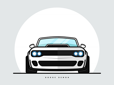 White Dodge Demon auto automotive beast car dodge demon flat illustration illustratior powerful sexy vector white