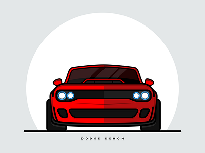 Red Dodge Demon auto automotive beast car dodge demon flat illustration illustratior powerful sexy vector white