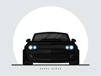 Black Dodge Demon auto automotive beast car dodge demon flat illustration illustratior powerful sexy vector white