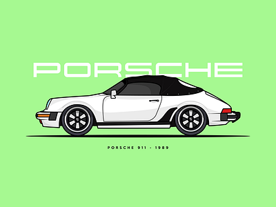 1989 Porsche 911 auto beast car flat illustration illustrator loaded porsche 911 powerful vector white