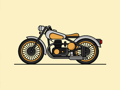 Motorcycle alloy wheels dug dug flat graphic design grey illustration illustrator mustard vector