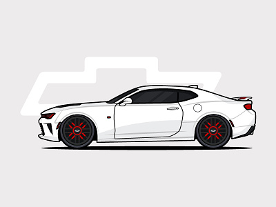 Camaro beast camaro car chevrolet flat hot red illustration of the day powerful red sexy vector
