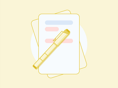 Daily Needs color colorful design flat illustration paper pen simple vector yellow