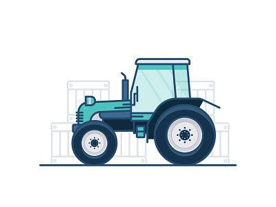 Tractor auto automotive cool design dribbble flat illustration illustrator post of the day shipment simple tractor vector