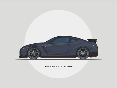 Nissan GT-R Nismo art auto beast car cool design flat illustraion illustrator night black nissan gtr powerful simple speed vector