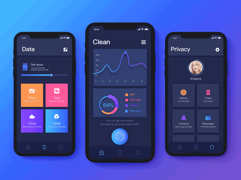 Phone clean APP app clean photoshop principle sketch ui