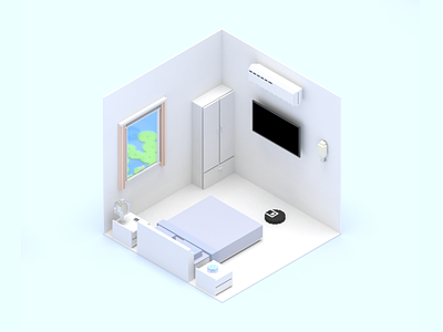 Smart Home Scene Bedroom 3d device dribbble home invite scene sketch ui voxel