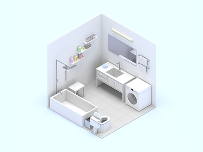 Smart Home Scene Toilet 3d design device dribbble home illustration invite sketch smart ui voxel