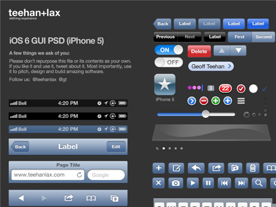 iOS 6 GUI PSD (iPhone 5) app apple design gui ios6 iphone psd stencil template