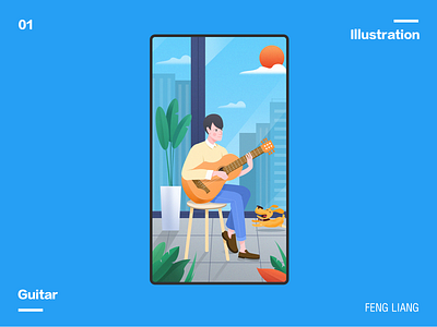 GUITAR app design illustration summer ui