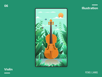 Violin app design illustration ui web